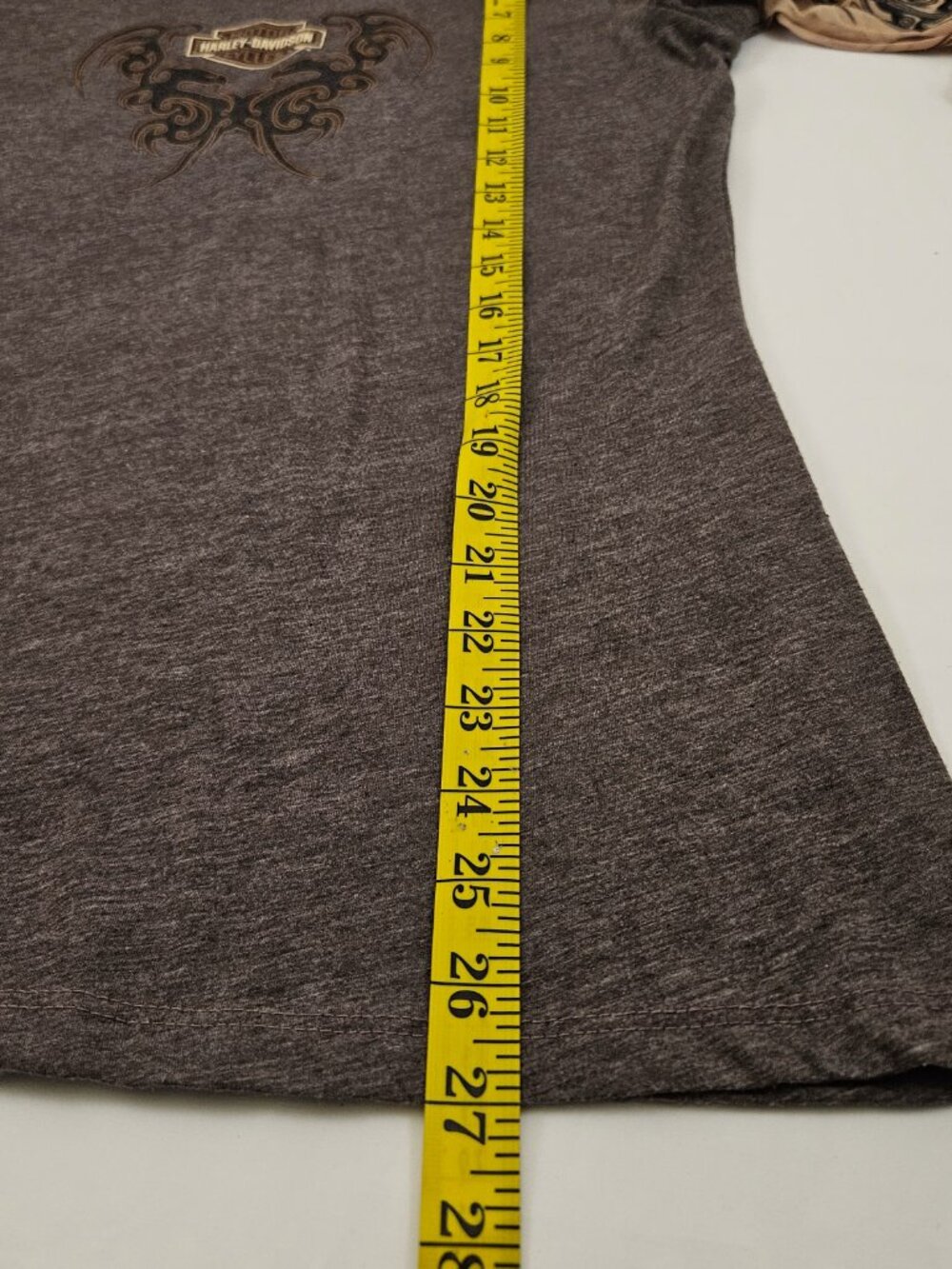 Womens Harley Davidson Tattoo Sleeve t-shirt XL Vintage Y2K Brown Biker ABQ Bike - Picture 8 of 8